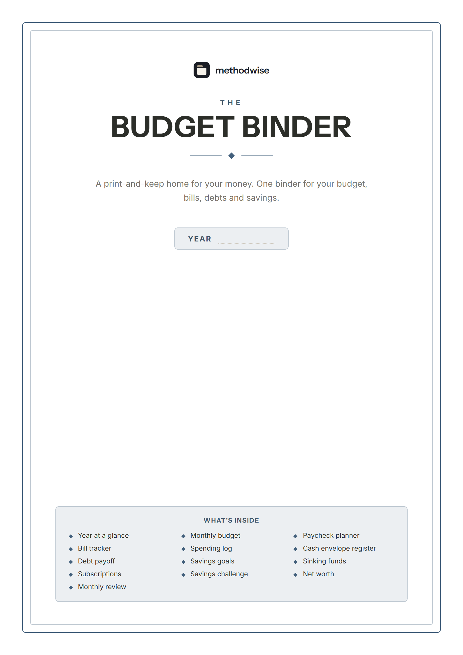 Modern Slate Budget Binder cover