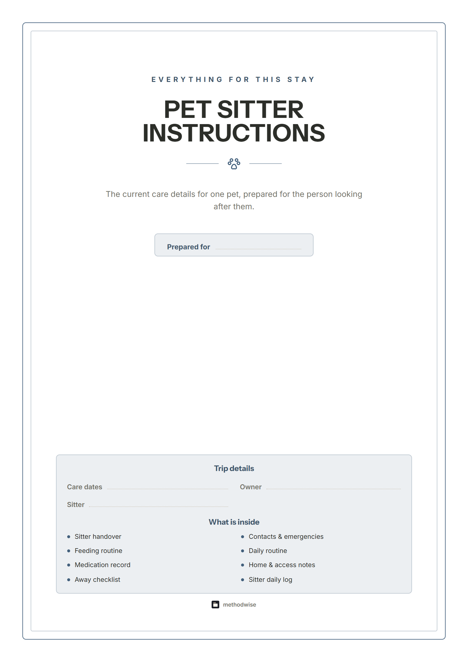 Modern Slate Pet Sitter Instructions cover