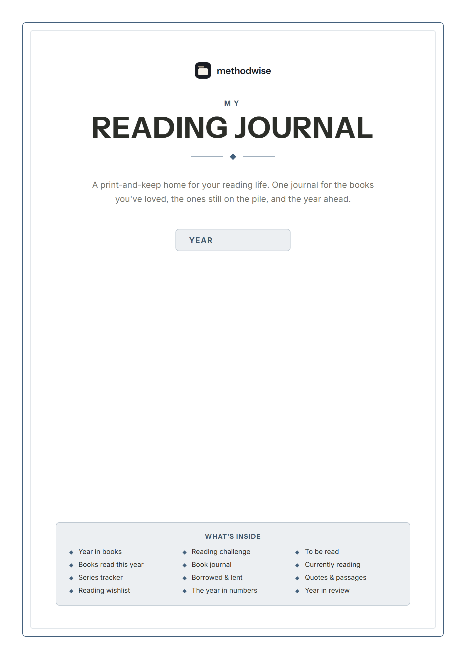 Modern Slate Reading Journal cover