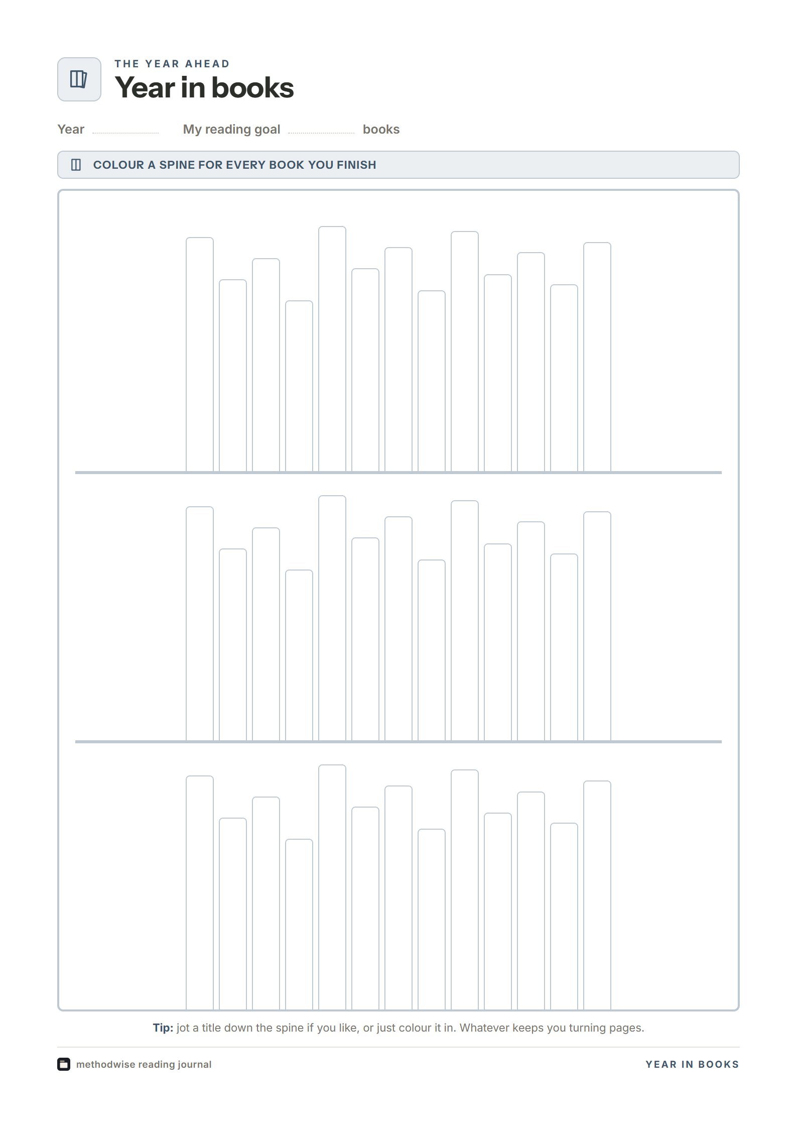 Blank year in books page as supplied in the download
