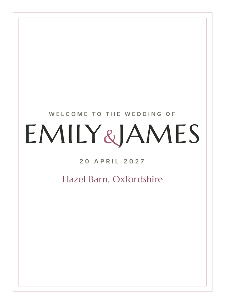 Deco wedding sign design with geometric detailing
